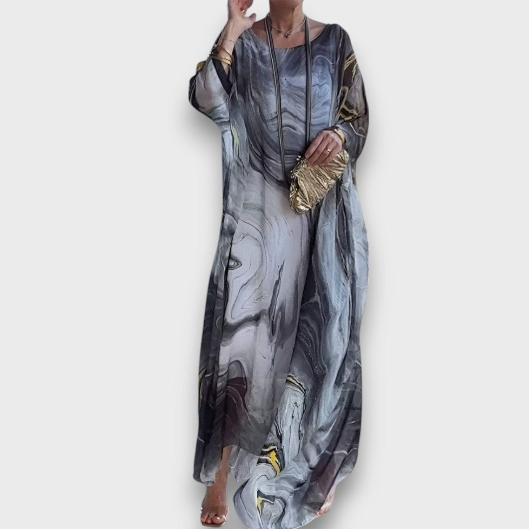 Marilou – Elegant Maxi Dress in Watercolor Style