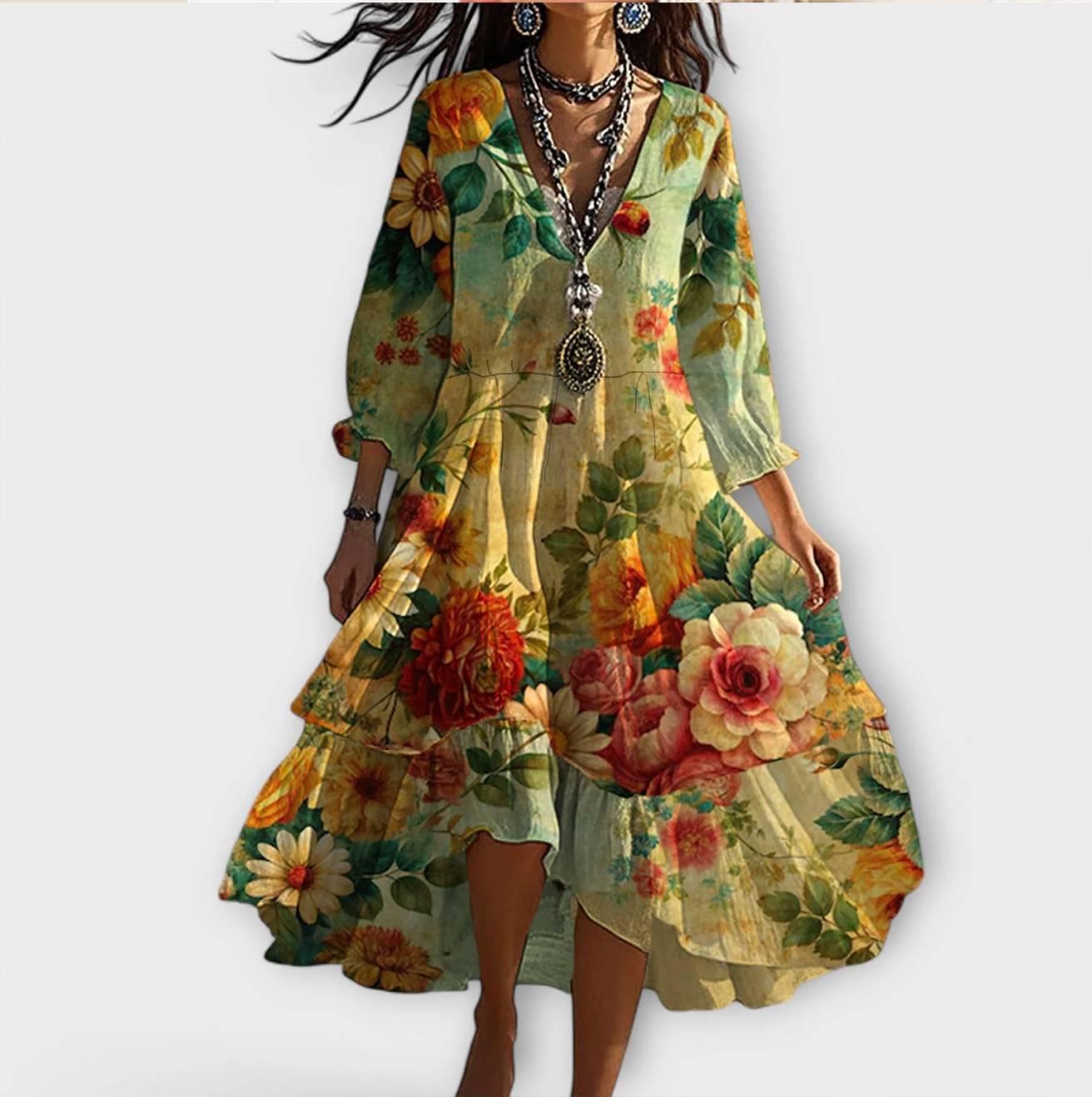Fiorelle – Maxi Dress with Boho Charm and Floral Print