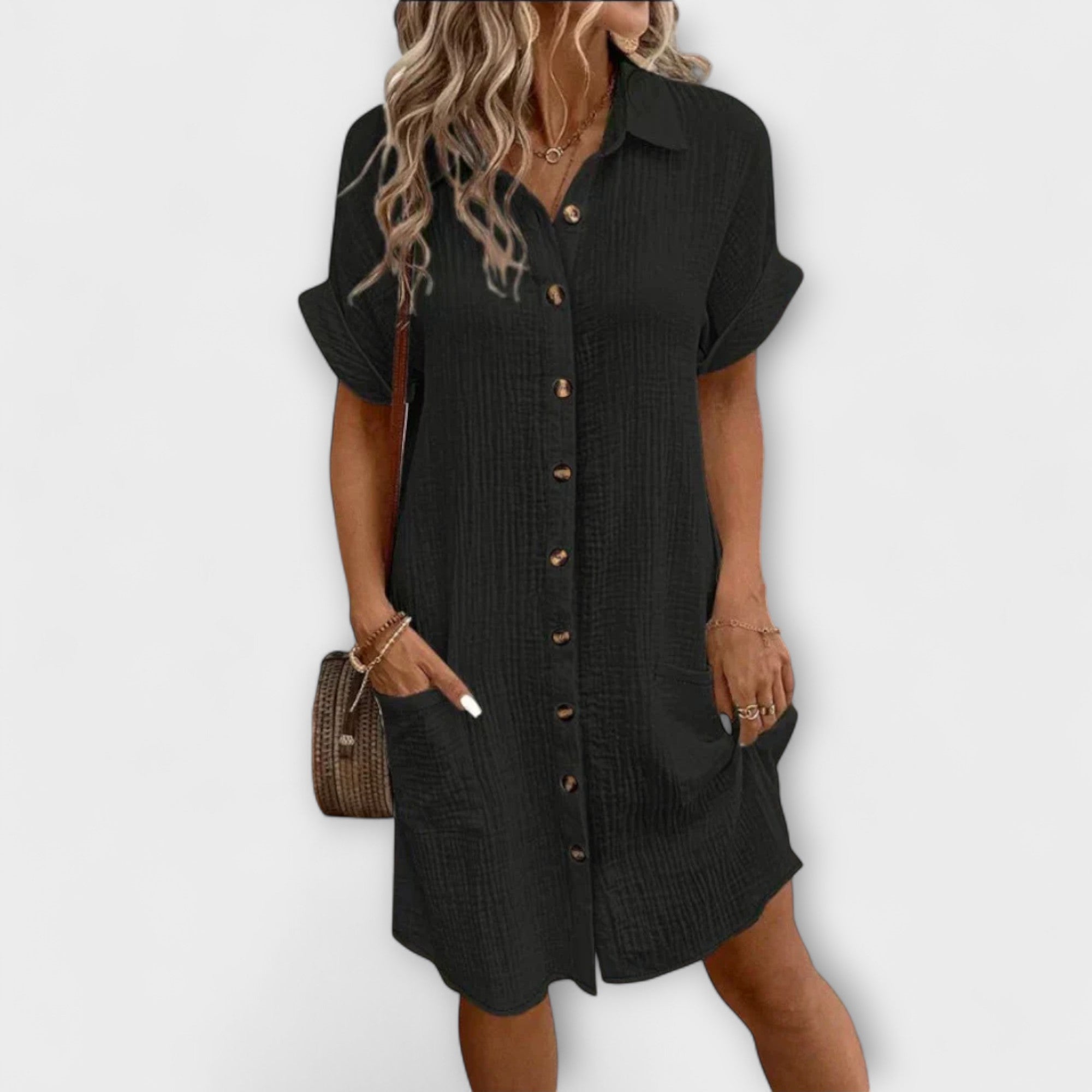 Liviana – Loose Summer Dress with Button Placket